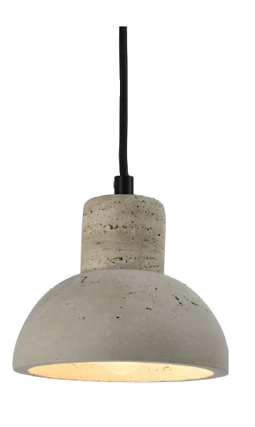 Κρεμαστό φωτιστικό γκρι από travertine marble 1XΕ27 D:15 x 12.5cm (4094) 4094