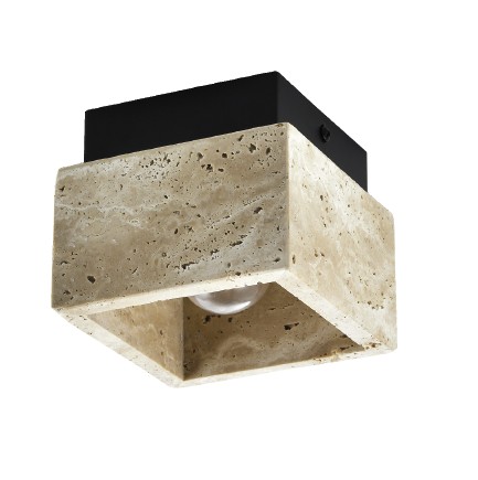 Πλαφονιέρα οροφής γκρι από travertine marble 1XE27 D:12cm (42047) 42047