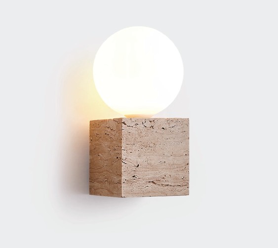 Επιτοίχιο φωτιστικό γκρι από travertine marble 1XG9 D:10 x 20cm (43063) 43063