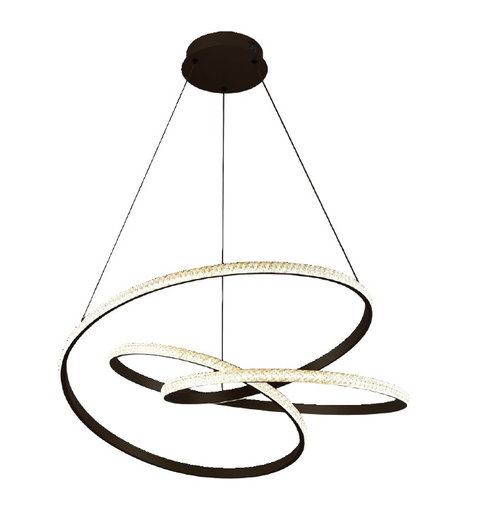 Κρεμαστό φωτιστικό LED 58W 3CCT (by switch on base) σε μαύρη απόχρωση D:60cm (6092-A-Black) 6092-A-Black