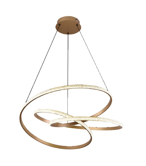 Κρεμαστό φωτιστικό LED 58W 3CCT (by switch on base) σε χρυσή απόχρωση D:60cm (6092-A-Golden) 6092-A-Golden